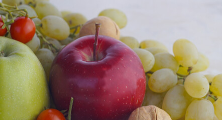 Wall Mural - Grapes and other fruits on the table