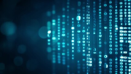 Wall Mural - blurred abstract background with binary code and bokeh light effects. represents the flow of informa
