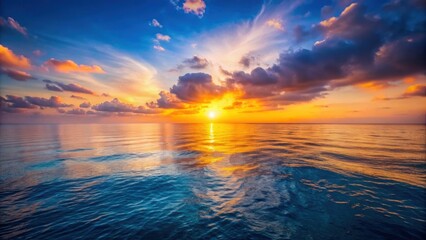 Wall Mural - of a serene sunset horizon over the sea, sunset, horizon, sea,peaceful, tranquil, ocean, water, sky,