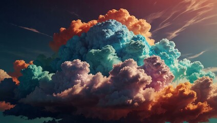 Wall Mural - Vibrant cloud in 3D with colorful soft textures.