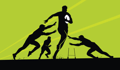 Wall Mural - premium illustration of rugby players playing together best for your digital graphic and print