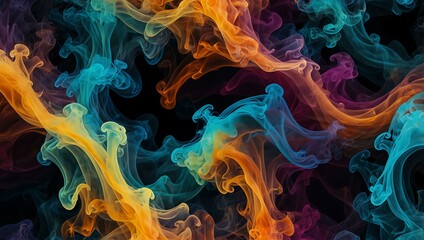 Wall Mural - Vibrant representation of wavy or smoke-like substances.