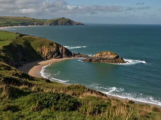 Wall Mural - View from the coastal path near Polzeath.