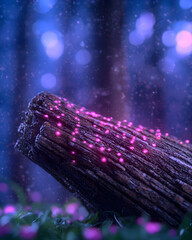 Wall Mural - Enchanted log surrounded by glowing magical lights