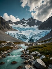 Wall Mural - View of the eternal Pastertse Glacier in Austria.