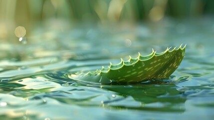 Wall Mural - aloe vera leaf floating on water,