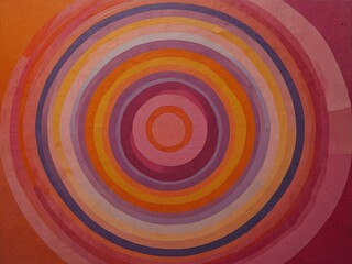 Sticker - Vibrant concentric circles in pink and orange.