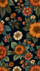 Wall Mural - Vintage floral print.