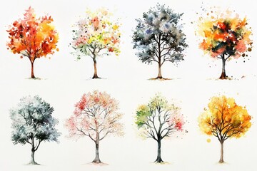 Wall Mural - colorful trees painted in various hues, suitable for art or design projects