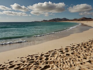 Wall Mural - White sand beach in Fuerteventura.