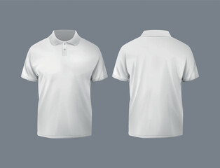 Wall Mural - Short sleeve white polo shirt. T-shirt front and back. design for mockup.