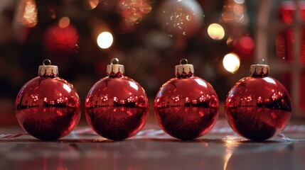 Poster - Christmas decorations, ornaments on a table, festive atmosphere