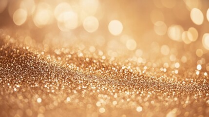 Wall Mural - Floating gold glitter particles create a luminous abstract background ideal for luxurious holiday visuals