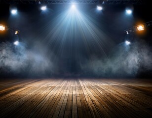 Wall Mural - empty stage room with smoke and spotlight