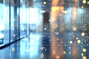 Fototapete - A serene interior scene with blurred lights and a bokeh effect, creating a dreamy, tranquil atmosphere.