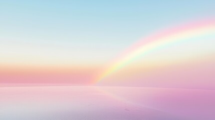 Wall Mural - Soft pastel rainbow over a tranquil horizon