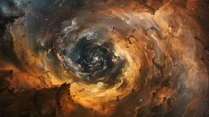 Wall Mural - A spiral galaxy with a bright orange center