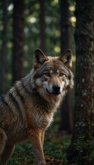 Canvas Print - Wolf portrait in the forest.