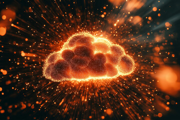 Wall Mural - a digital cloud surrounded by a network