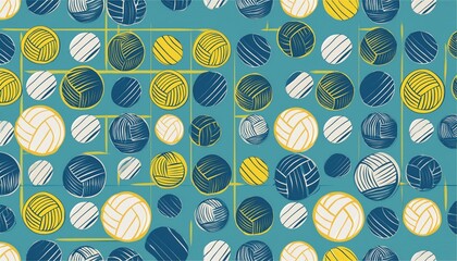 Canvas Print - flat  seamless sport and recreation volleyball pattern flat style seamless texture background sports and playing game template healthy lifestyle ball