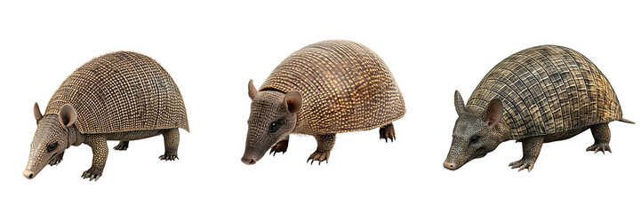 Wall Mural - set of an armadillo, isolated on a transparent background.