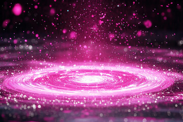 Wall Mural - Pink swirling galaxy with sparkling particles.