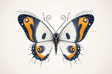 Aufkleber - A stylized butterfly design composed of simple dots and lines, creating an elegant, abstract pattern
