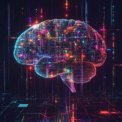 Wall Mural - colorful human brain concept symbolizing neural activity image