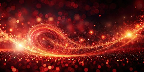 Wall Mural - Red glowing particles swirling in an abstract background, glowing, particles, red, abstract, background, luminescent