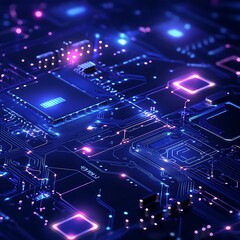 Wall Mural - futuristic glowing microchip technology on advanced circuit board image