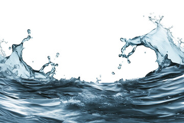 Aufkleber - Crystal clear water splashes dynamically isolated on white background, capturing fluid motion and energy of waves. Perfect for designs needing refreshing and vibrant touch