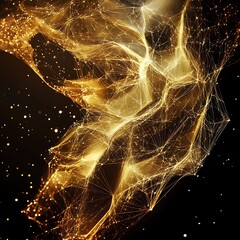 Wall Mural - glittering golden abstract landscape with digital effects image