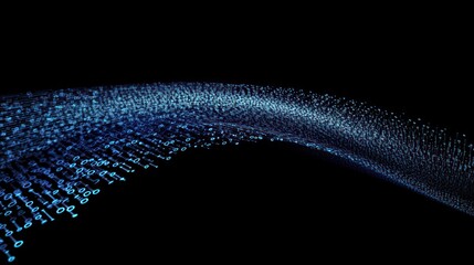 Blue binary code background with falling numbers data