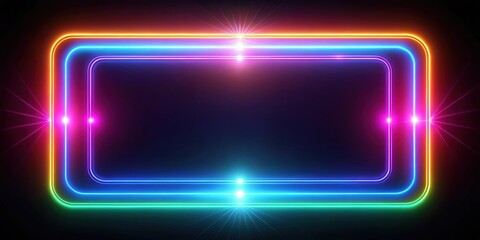 Wall Mural - Neon abstract glowing light on black background, neon, abstract,glowing, light, black, background, vibrant