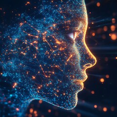 Wall Mural - illuminated face design enhanced with artificial intelligence precision image
