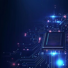 Wall Mural - innovative circuit board design featuring glowing microchip technology image