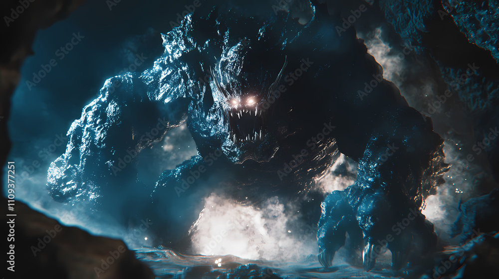 Stock-Illustration „Underground epic monster, colossal primal entity ...