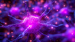 © Bolbik - Stunning visual of a neuron glowing in vibrant purple and pink, representing a digital depiction of neuroscience and brain function