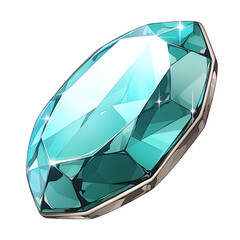 Poster - sparkling blue zircon gemstone with faceted cut, isolated on white background, showcasing its clarity and brilliance. gem vibrant color and reflective surfaces create captivating visual