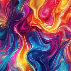 Wall Mural - multicolored abstract waves showcasing dynamic vibrant fluid artistry designs