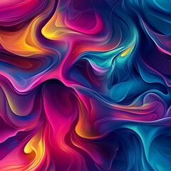 Wall Mural - multicolored vibrant waves creating stunning fluid motion effects designs