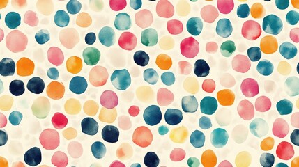 Wall Mural - Colorful watercolor polka dot pattern seamless design suitable for fabric and wallpaper