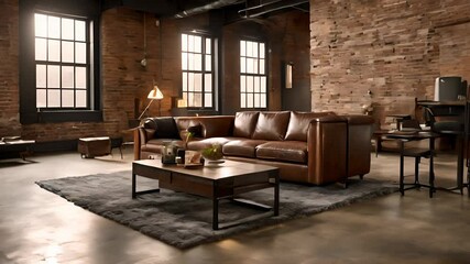 Canvas Print - Modern Industrial Living Room Design