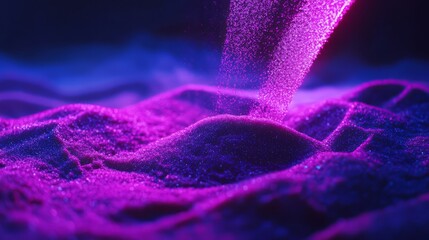 Wall Mural - Glowing purple sand illuminated by neon light.