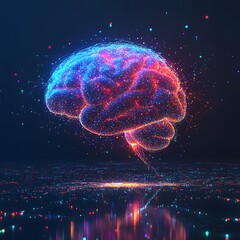 Wall Mural - radiant colorful brain imagery representing futuristic innovation picture