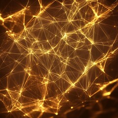 Wall Mural - radiant golden landscape with abstract digital particles image