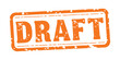 © vstudio - grungy orange rectangular rubber stamp with the word draft printed in bold black letters vector design