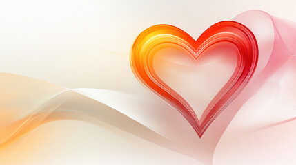Wall Mural - glowing red heart emerging from gentle waves of pastel colors
