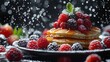 © Iurii - Delicious pancakes topped with fresh berries and mint in a vibrant setting