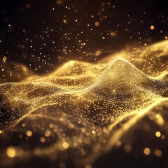 Wall Mural - abstract golden digital scene with dazzling particles image